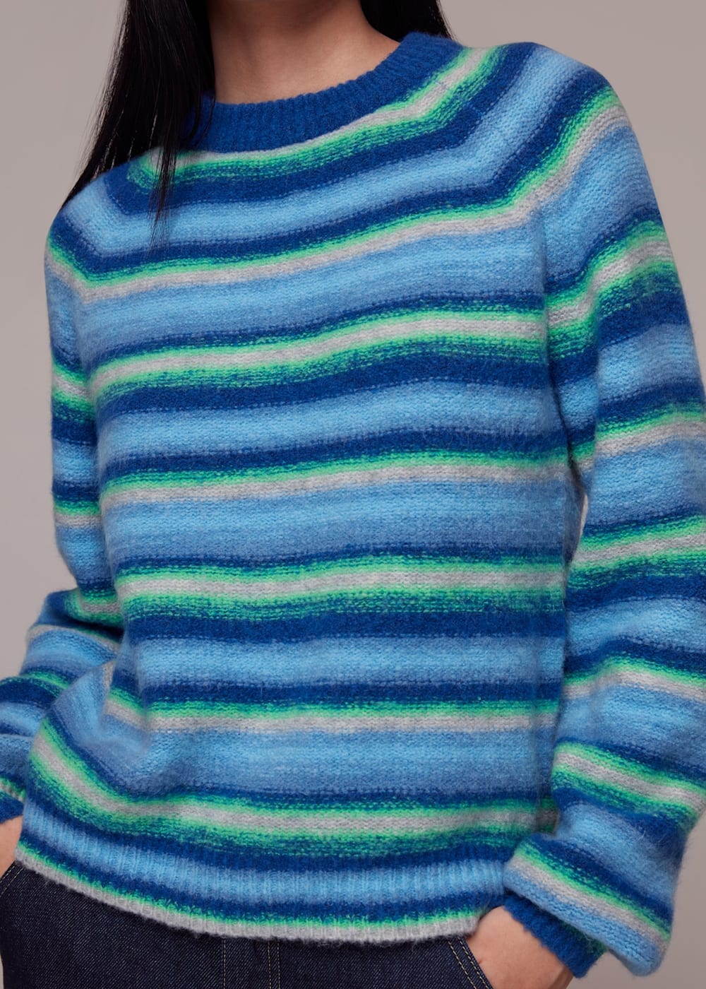 Charli blue multi striped knit sweater outlet